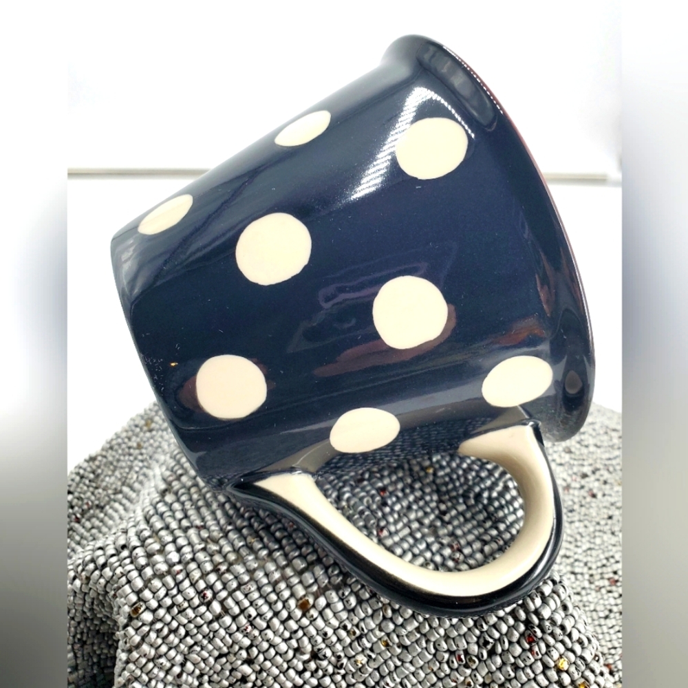 Le Gourmet Chef 16 oz Large Coffee Mug Polka Black and White (C23)